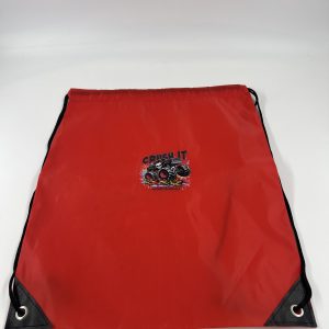 Red polyester drawstring bag