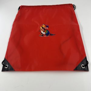 Red polyester drawstring bag