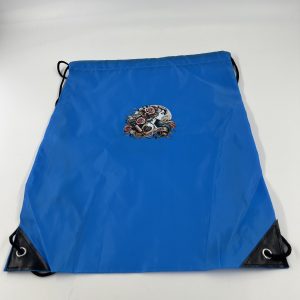 blue polyester drawstring bag