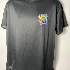 sleek black athletic colorful sports themed color pitch black t shirt