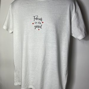 focus on good T shirt medium has a great positive vibe white t shirt