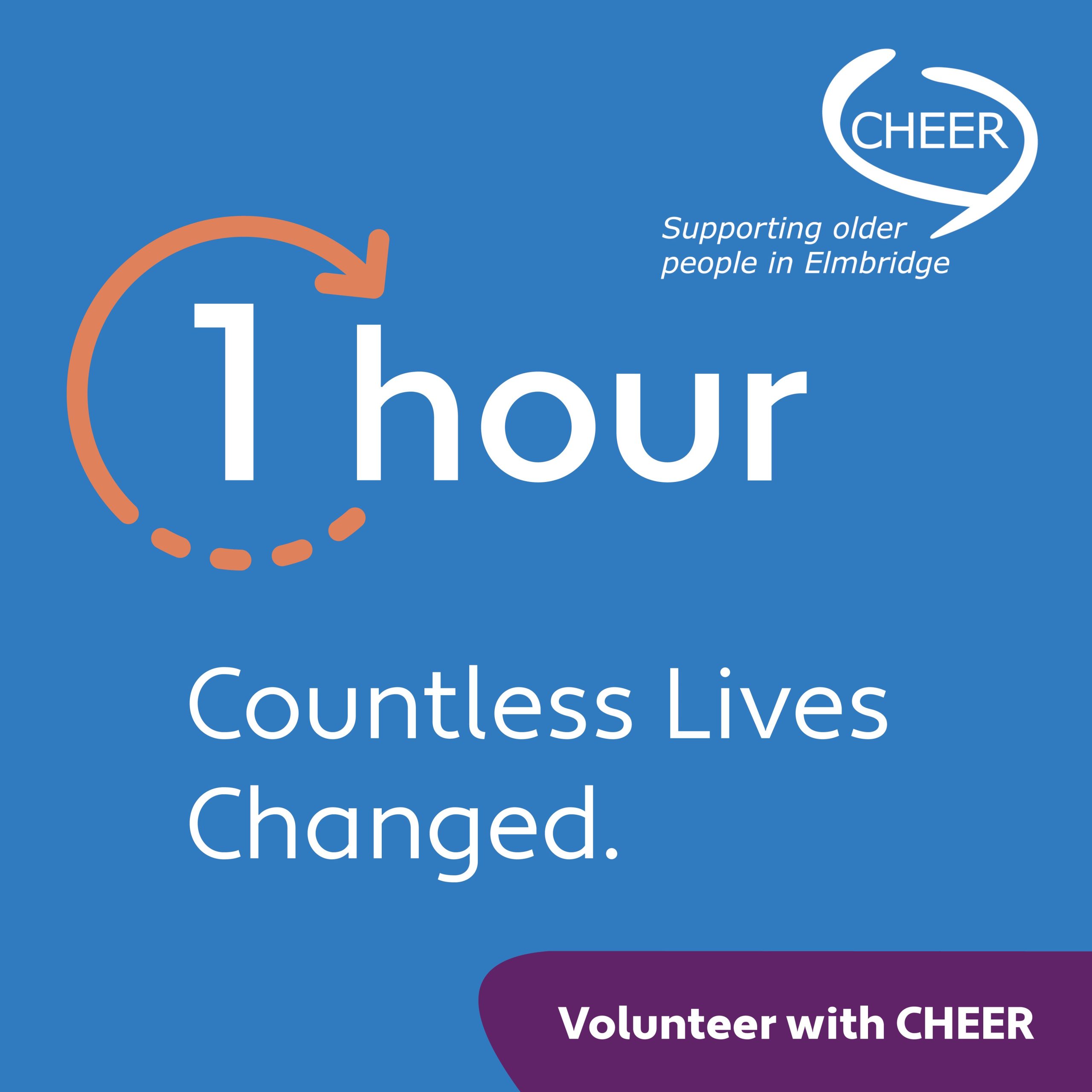 Last year CHEER volunteers provided more than 5,000 hours of befriending support to older people across Elmbridge. 

Behind every hour is a conversation.
A friendship.
A person feeling less alone.

We'd love to welcome more volunteers to help us reach even more people. Could you be one of them?

Visit: www.cheer-elmbridge.org.uk/volunteer
#VolunteerWithCHEER #TogetherForElmbridge #MakeADifference