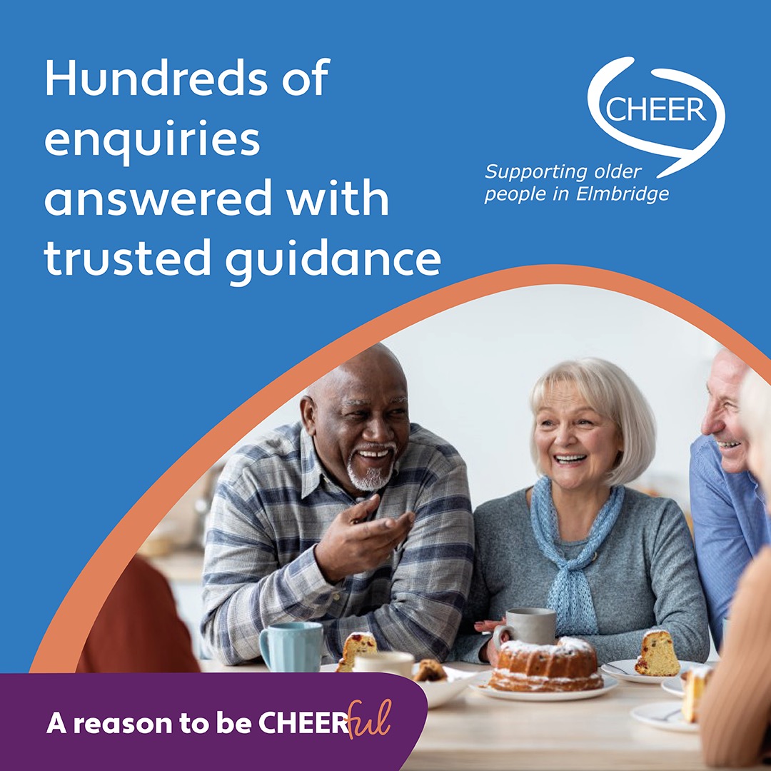 From benefits advice to local support options, our team has responded to hundreds of enquiries with clear, friendly and reliable guidance. Whatever the question, we’re here to help – because the right advice can change everything.
You too can help older people in Elmbridge feel connected and supported – donate or volunteer with CHEER today.
Donate: cheer-elmbridge.org.uk/support-us
Volunteer: cheer-elmbridge.org.uk/volunteer-with-us
