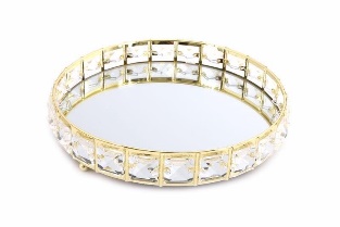 Mirror Tray W/Beads Gold