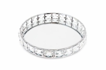 Mirror Tray W/Beads Silver