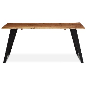 Surax Acacia Wood And Looped Iron Base Dining Table