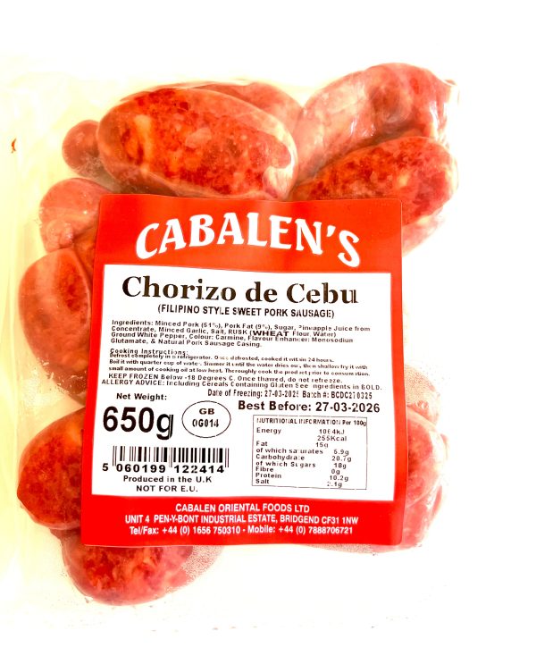 CABALEN CHORIZO DE CEBU 650g