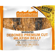 FISHER FARM MARINATED DEBONED PREMIUM CUT MILKFISH BELLY 350g ADOBO MARINADE