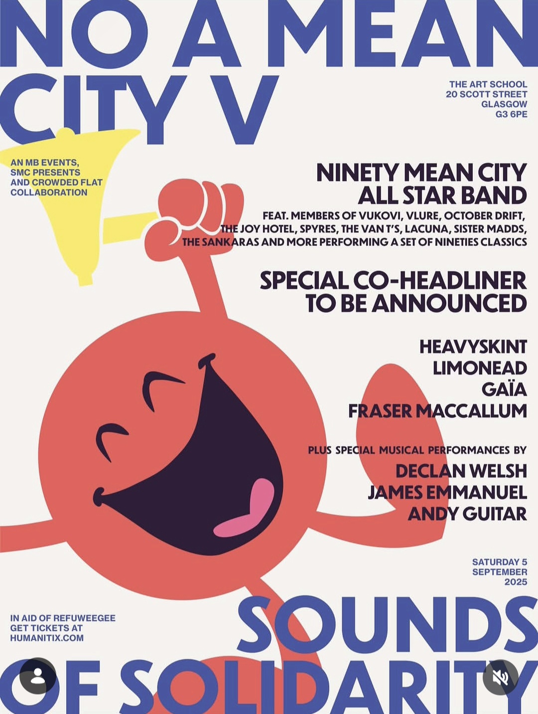 NEWS:  Glasgow’s No A Mean City V announces line-up in aid of Refuweegee